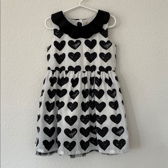 Oshkosh Black and White Heart Print Dress - Picture 2 of 3
